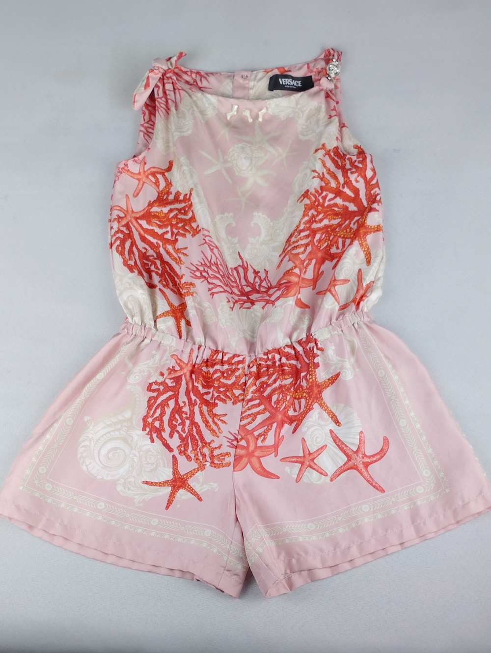 Versace Pink Coral & Starfish Print Girls Romper.